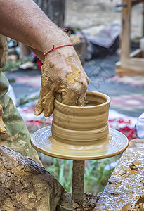 工艺天一个陶器大师使一个锅炉关闭雕塑家图片