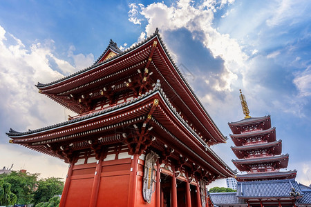 神道夜晚日本东京浅usa的Sensoji寺庙旅行图片