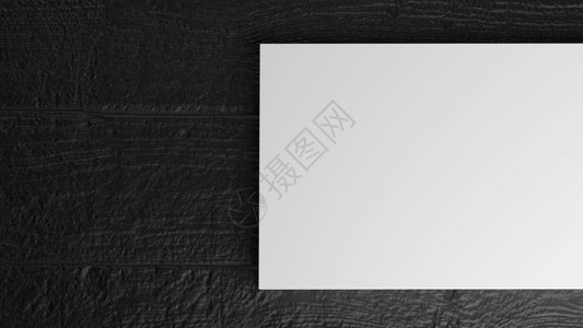 涂黑木色桌背景上的白名片模型堆积在深黑木彩表背景上品牌展示模板打印35x2英寸纸张尺覆盖3D插图颜色小样渲染图片