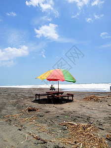 晴天门户14景观在明日的伞状海滩图片