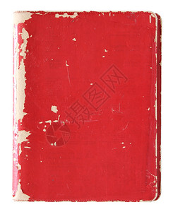 陈年肮脏的旧红色封面本在有剪切路径的白色上被孤立商业图片