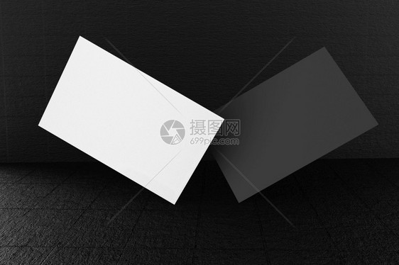白色的空黑和白商务卡纸模型板空白间覆盖用于在黑混底背景上插入公司标志或个人身份现代概念3D图解显示MT现代的图片