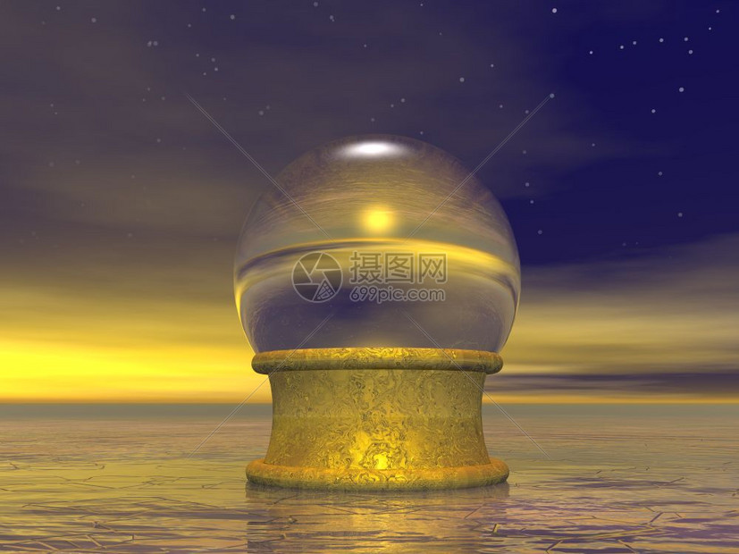 空的财富黑暗日落前给算命员的魔晶球3D使算命员的魔晶球化身未来派图片