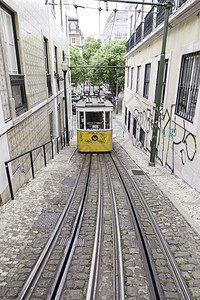 铁路地标导轨旧里斯本电车来自葡萄牙旧公共交通艺术和旅游古迹的详情图片