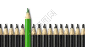 孤独经理绿色铅笔站在一群黑的人中雄心勃图片
