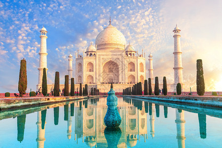 印度北方邦阿格拉印度著名的塔杰马拉尔综合建筑美丽的景色印度北方邦阿格拉大理石景点复杂的图片