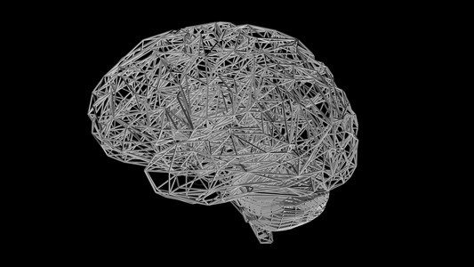 聪明的3D人脑计算机模型的3D成像人工智能概念和从医学摄影仪器上关于大脑结构的数据概念人类大脑计算机模型的3D数字生物学图片