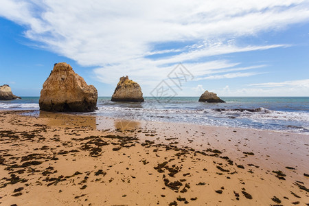 海岸石窟军葡萄牙阿尔加韦拉各斯大西洋沿岸的洛基悬崖葡萄牙阿尔加夫图片