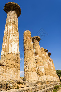 意大利西里阿格根托希腊庙谷的大力神寺古老柱子廊力量旅行图片