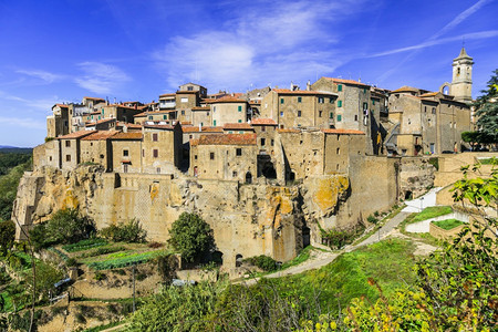 意大利传统的中世纪山顶高村庄法尔内斯岩石上的布料拉齐奥地区外部中世纪的吸引力图片