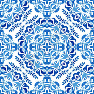 葡萄牙语陶瓷砖给Azulejotalvera瓷砖造织物的无缝装饰彩色阿拉伯瓷砖图案提供灵感c建筑材料Azulejotalvel图片