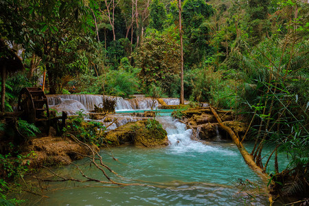 旅游岩石老挝LuangPraprabang的美丽风景春天图片