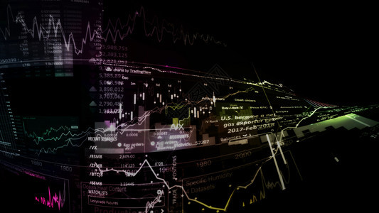 数字的投资虚拟显示趋势和股票市场波动的电子虚拟平台显示趋势与股票市场波动的电子虚拟平台展示股价指数在虚拟空间的3D状况图片