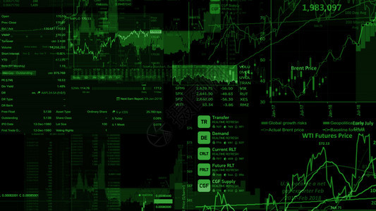 卖监视器显示趋势和股票市场波动的电子虚拟平台显示趋势与股票市场波动的电子虚拟平台展示股价指数在虚拟空间的3D状况电子图片