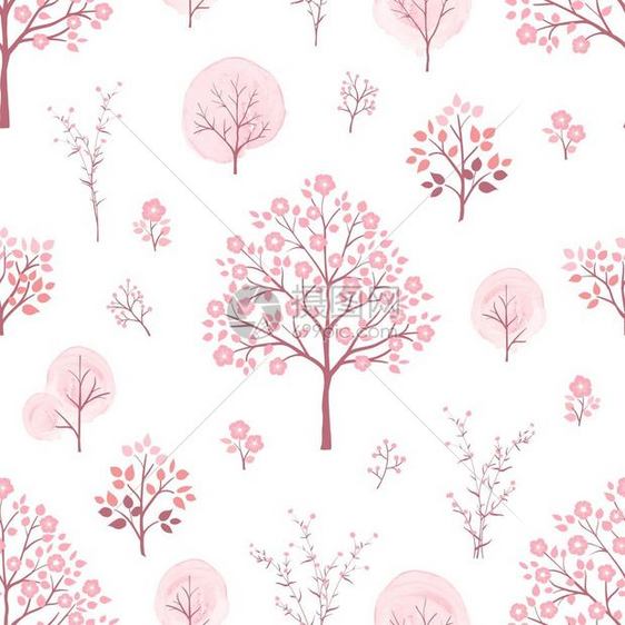 公园甜粉红花在时无缝整洁的模式上用于装饰育婴产品时装造型墙纸和所有印刷品摄像图的织物图片