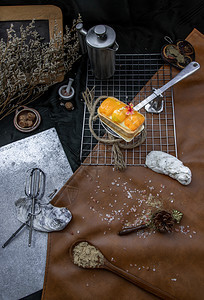 传统法国甜点马约姆吉契德Mayomgchidtart的美丽背景布局烹饪多汁的木制图片