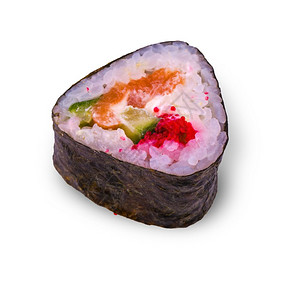 烹饪白色背景的新鲜开胃菜海卷日本人鱼图片