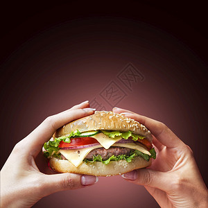 新鲜的汉堡包配有融化的奶酪洋葱番茄和生菜填料适合你的食物概念包子莴苣芝麻图片