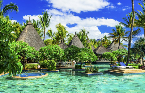 夏天安宁海岸毛里求斯岛度假日设有温泉区和游泳池的毛里求斯岛屿度假村图片