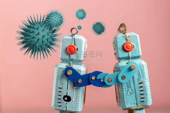 古老的反转式机器人锡玩具Covid19正在世界各地蔓延旅行概念科罗纳2019nCoVCoVID19WUHAN概念亚洲生病的图片