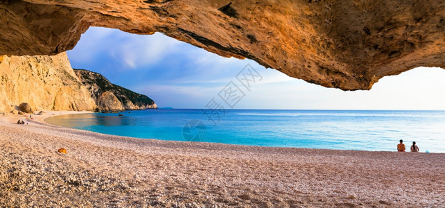 如果希腊莱夫卡达爱奥尼亚岛波多卡齐基海滩蓝色的旅游宁静图片
