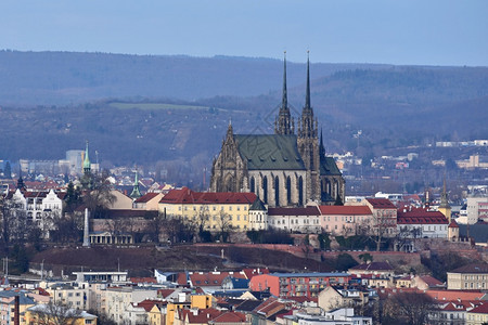 捷克欧洲最顶端城市布诺有纪念碑和屋顶的全市景色英石摩拉维亚古老的图片