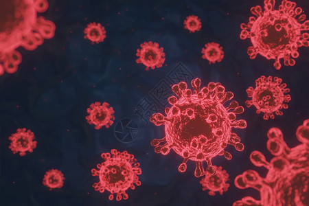Corona2019nCov新科罗纳概念和作为大流行显微的亚洲流感或爆发病例三维毒背景下的三维3D图像艾滋血液冠状图片