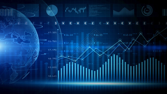 报告数字据金融投资趋势带有图表和股票数字的金融业务图动态显示随时间变化的损益商业和金融3d渲染公司的会计背景图片