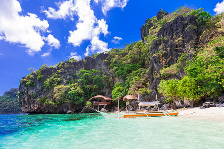 田园诗般的菲律宾帕拉万岛海滩和美丽的自然以及菲律宾巴拉旺岛的海滩爱妮夏天图片