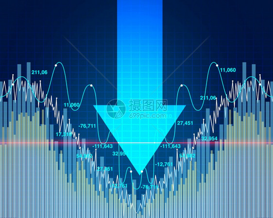 股票市场下跌和经济衰退或恐惧和金融股本作为三维说明式商业衰退的向下箭出售以此表示企业衰退以3D说明式方出售卖家蘸插图图片