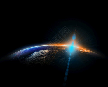 太阳升起和镜头耀斑背景的地球一部分互联网络概念美国航天局提供的这一图像构件大气层全球的旅行图片
