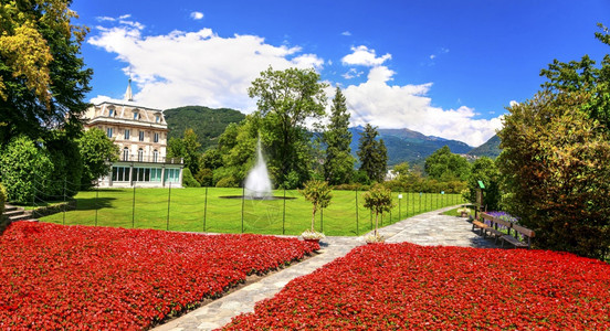 装饰欧洲塔兰托LagoMaggiore湖的美妙花园Villataranto北部Itlay图片