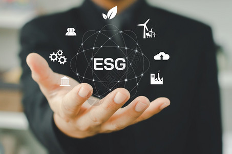 生态创新手环境社会和治理ESG投资可持续的组织增长是图标上的商业理念背景图片