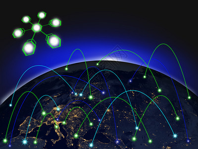 在线的将地球与一个网络连接起来该网络结合了美国航天局提供的行星图像成功美航空天局图片