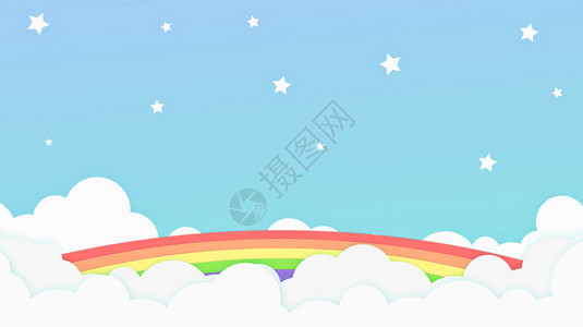 儿童幼园和概念或演示文稿的Soft梯度糊式卡通漫画图案背景彩虹色云珠光公主明亮的图片