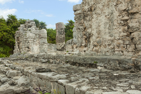 墨西哥尤卡坦半岛Tulum的玛雅人Ruins旅行文明考古学图片