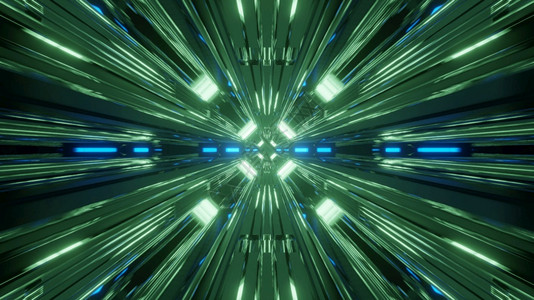 浮华管子有光泽的模糊隧道4kuhd3d插图背景提前发光的绿轴插图背景穿梭图片