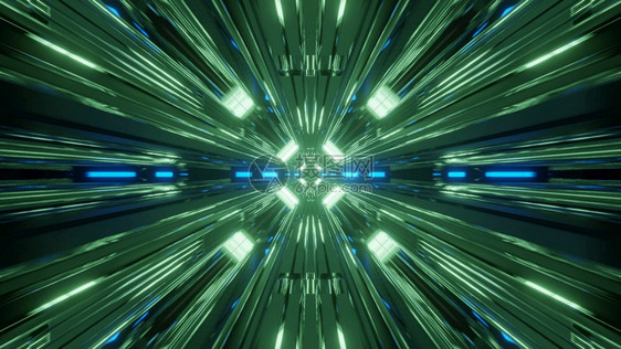 浮华管子有光泽的模糊隧道4kuhd3d插图背景提前发光的绿轴插图背景穿梭图片
