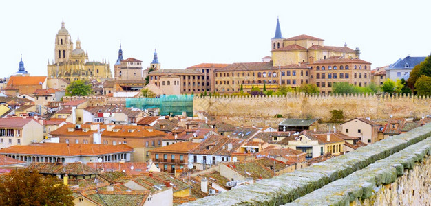纪念碑从Segovia的RomanA水沟1世纪AD界名胜基金Segovia教科文组织世界遗产地西班牙CastillayLeon欧图片