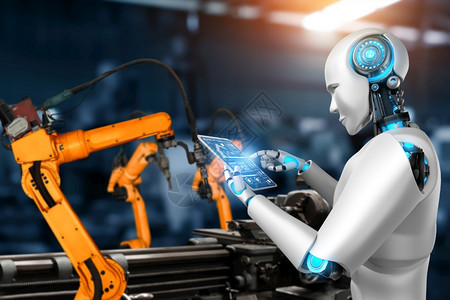 工业的oopicapi自动的用于工厂生产装配的机械化工业器人和械臂工业革命和自动化制造过程的人工智能概念用于工厂生产装配的机械化图片