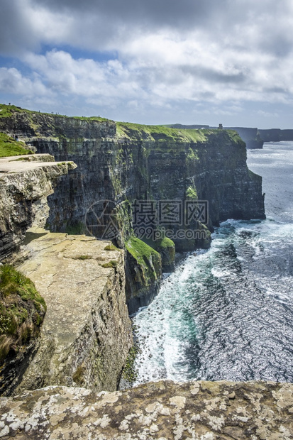 风景优美爱尔兰克雷县莫赫断崖的克里夫路蓝色夏天图片