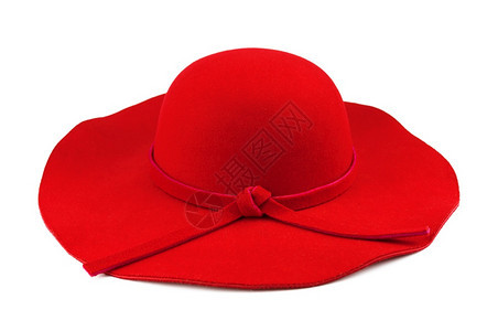 白种背景孤立的特级女红帽子或大色夏假草帽其剪切路径优雅女红帽子春天保护淑女图片