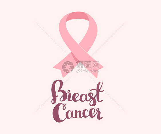 地点以粉色丝带癌症认识符号和白背景文字本的癌症认识标志为宣传画横幅网站海报设计平板风格用于宣传画标语象征治疗图片