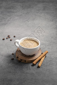 高角咖啡杯有肉桂条棒复制空间高分辨率光角度咖啡杯有肉桂条棒复制空间优质照片磨床解析度棕色的图片