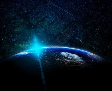 在银河背景互联网络概念美国航天局提供的这一图像元素上太阳升起和透光耀斑覆盖地球的一部分曼谷后勤世界图片