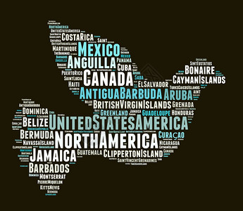 斯米兰群岛皮埃尔密克隆格林纳达北美各州和领土字词云概念的北美洲州和领土博内尔岛设计图片