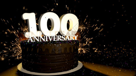 木制的渲染惊喜周年10卡圆形巧克力蛋糕装饰着蓝色红黄绿的糖衣杏仁木桌上有白色数字背景是人造火星和彩色糖衣落在桌子上3D插图周年纪图片