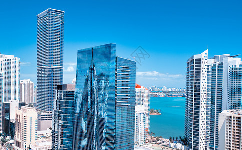 建筑学旅游现代的迈阿密市中心大楼天空美丽的佛罗里达图片