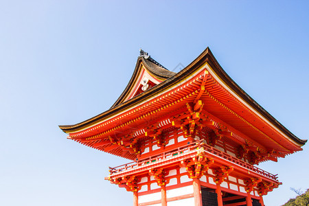盛开观光日本京都将开花时入口大门清水津寺庙KiyomizuderaTemple漂亮的图片