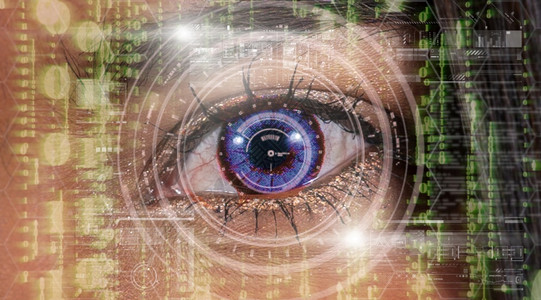 闭眼的人传感器商业网络在数字挖掘背景上用未来数字技术透视眼背景出入监控和隐蔽概念的安全和指挥方面以远期数字技术对女进行闭眼检查观察视觉背设计图片